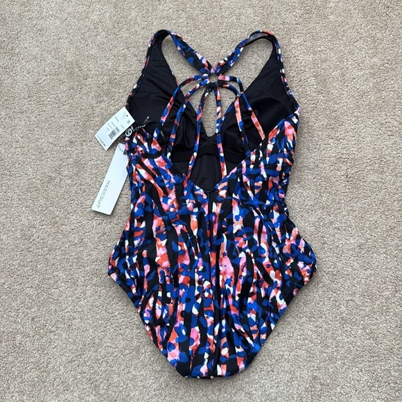NWT Magicsuit Drew Cross Back V Neckline in Burano One Piece Swimsuit Size 8 - Picture 5 of 10